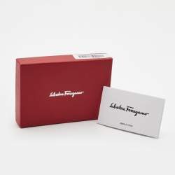 Pre Owned Salvatore Ferragamo Black Gancini Embossed Leather Logo Card Case