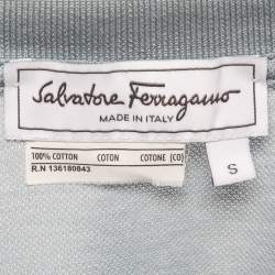 Pre Owned Salvatore Ferragamo Blue Cotton Pique Polo T-Shirt S