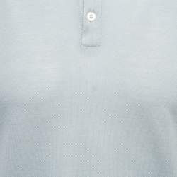 Pre Owned Salvatore Ferragamo Blue Cotton Pique Polo T-Shirt S