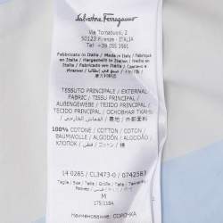 Salvatore Ferragamo Cream/Blue Striped Cotton Button Shirt M