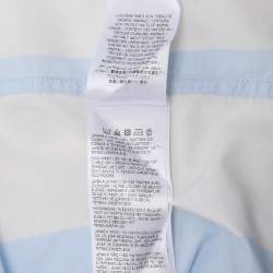 Salvatore Ferragamo Cream/Blue Striped Cotton Button Shirt M