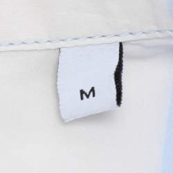 Salvatore Ferragamo Cream/Blue Striped Cotton Button Shirt M