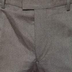 Pre Owned Salvatore Ferragamo Grey Cotton Straight Leg Trousers M