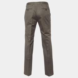 Pre Owned Salvatore Ferragamo Grey Cotton Straight Leg Trousers M