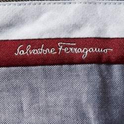 Pre Owned Salvatore Ferragamo Grey Cotton Straight Leg Trousers M