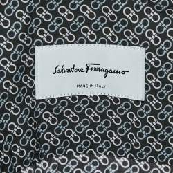 Salvatore Ferragamo Blue Printed Cotton Button Front Shirt L
