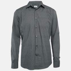 Salvatore Ferragamo Blue Printed Cotton Button Front Shirt L