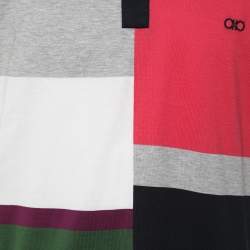 Salvatore Ferragamo Multicolor Colorblock Pattern Jersey Polo T-Shirt M