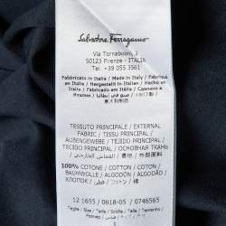Salvatore Ferragamo Midnight Blue Gancini Logo Cotton Crew Neck T-Shirt L