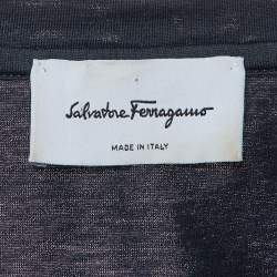 Salvatore Ferragamo Midnight Blue Gancini Logo Cotton Crew Neck T-Shirt L