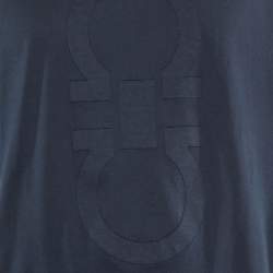 Salvatore Ferragamo Midnight Blue Gancini Logo Cotton Crew Neck T-Shirt L