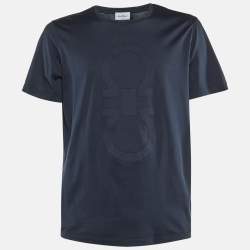 Salvatore Ferragamo Midnight Blue Gancini Logo Cotton Crew Neck T-Shirt L