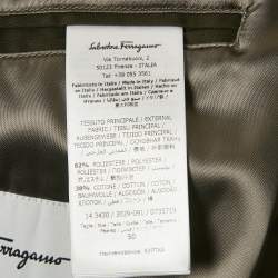 Salvatore Ferragamo Olive Green Gabardine Leather Trim Bomber Jacket M