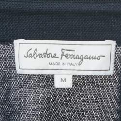 Pre Owned Salvatore Ferragamo Navy Blue Cotton Pique Polo T-Shirt M