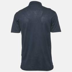 Pre Owned Salvatore Ferragamo Navy Blue Cotton Pique Polo T-Shirt M