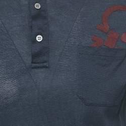 Pre Owned Salvatore Ferragamo Navy Blue Cotton Pique Polo T-Shirt M
