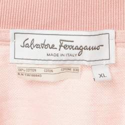 Pre Owned Salvatore Ferragamo Pink Cotton Zip Detail Polo T-shirt XL