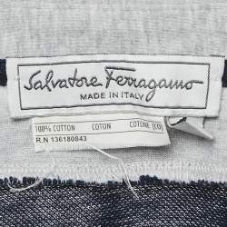 Pre Owned Salvatore Ferragamo Navy Blue Cotton Pique Polo T-Shirt L