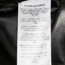 Pre Owned Salvatore Ferragamo Black Leather Slim-Cut Single Breasted Blazer XL