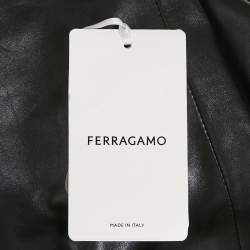 Pre Owned Salvatore Ferragamo Black Leather Slim-Cut Single Breasted Blazer XL