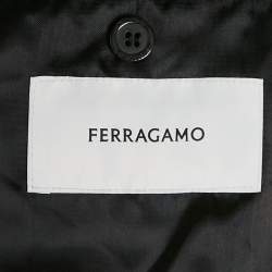 Pre Owned Salvatore Ferragamo Black Leather Slim-Cut Single Breasted Blazer XL