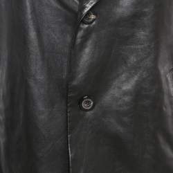 Pre Owned Salvatore Ferragamo Black Leather Slim-Cut Single Breasted Blazer XL