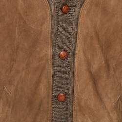 مملوكة مسبقًا كارديغان سالفاتوري فيراغامو سويدي وكنزة قماش صوف بني قديم مقاس كبير جداً - إكسترا لارج