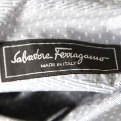 Pre Owned Salvatore Ferragamo Grey Striped Jacquard Long Sleeve Button Front Shirt XXL
