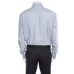 Pre Owned Salvatore Ferragamo Grey Striped Jacquard Long Sleeve Button Front Shirt XXL