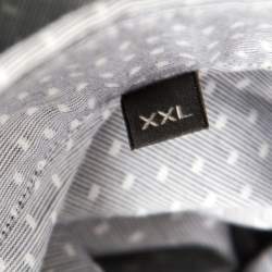 Pre Owned Salvatore Ferragamo Grey Striped Jacquard Long Sleeve Button Front Shirt XXL