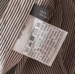 Pre Owned Salvatore Ferragamo Brown Pin Striped Cotton Derby Fit Shirt XXL 