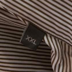 Pre Owned Salvatore Ferragamo Brown Pin Striped Cotton Derby Fit Shirt XXL 
