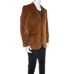 Salvatore Ferragamo Tan Corduroy Regular Fit Blazer L