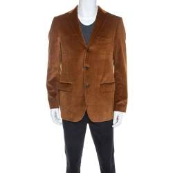 Salvatore Ferragamo Tan Corduroy Regular Fit Blazer L
