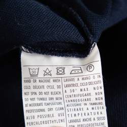 Pre Owned Salvatore Ferragamo Navy Blue Cotton Pique Contrast Stripe Detail Polo T-Shirt S