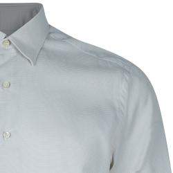 Pre Owned Salvatore Ferragamo Men's Beige Striped Shirt L