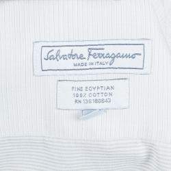 Pre Owned Salvatore Ferragamo Men's Beige Striped Shirt L