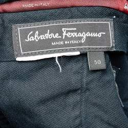 Pre Owned Salvatore Ferragamo Midnight Blue Cotton Straight Leg Pants L