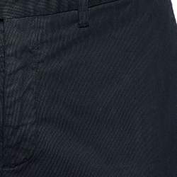 Pre Owned Salvatore Ferragamo Midnight Blue Cotton Straight Leg Pants L