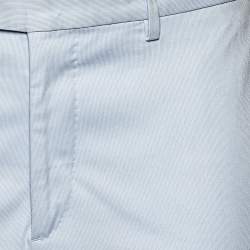 Pre Owned Salvatore Ferragamo Blue Striped Cotton Straight Leg Pants L