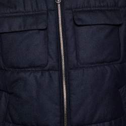 Pre Owned Salvatore Ferragamo Black Wool Zip Front Gilet M