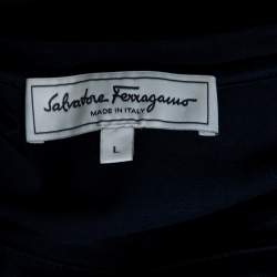 Pre Owned Salvatore Ferragamo Navy Blue Cotton Short Sleeve T-Shirt L
