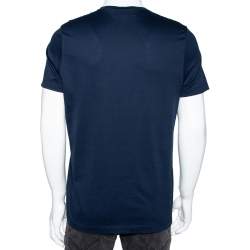 Pre Owned Salvatore Ferragamo Navy Blue Cotton Short Sleeve T-Shirt L