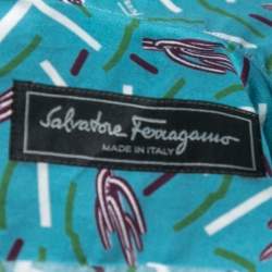Pre Owned Salvatore Ferragamo Blue Cactus Printed Cotton Long Sleeve Shirt XL