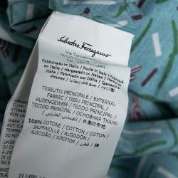 Pre Owned Salvatore Ferragamo Blue Cactus Printed Cotton Long Sleeve Shirt XL