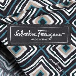Pre Owned Salvatore Ferragamo Charcoal Grey Printed Cotton Derby Fit Shirt XL