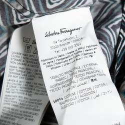 Pre Owned Salvatore Ferragamo Charcoal Grey Printed Cotton Derby Fit Shirt XL