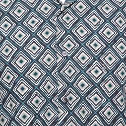Pre Owned Salvatore Ferragamo Charcoal Grey Printed Cotton Derby Fit Shirt XL