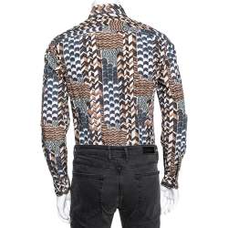 Pre Owned Salvatore Ferragamo Multicolor Printed Cotton Derby Fit Shirt S