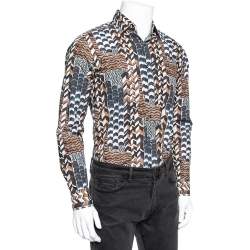 Pre Owned Salvatore Ferragamo Multicolor Printed Cotton Derby Fit Shirt S